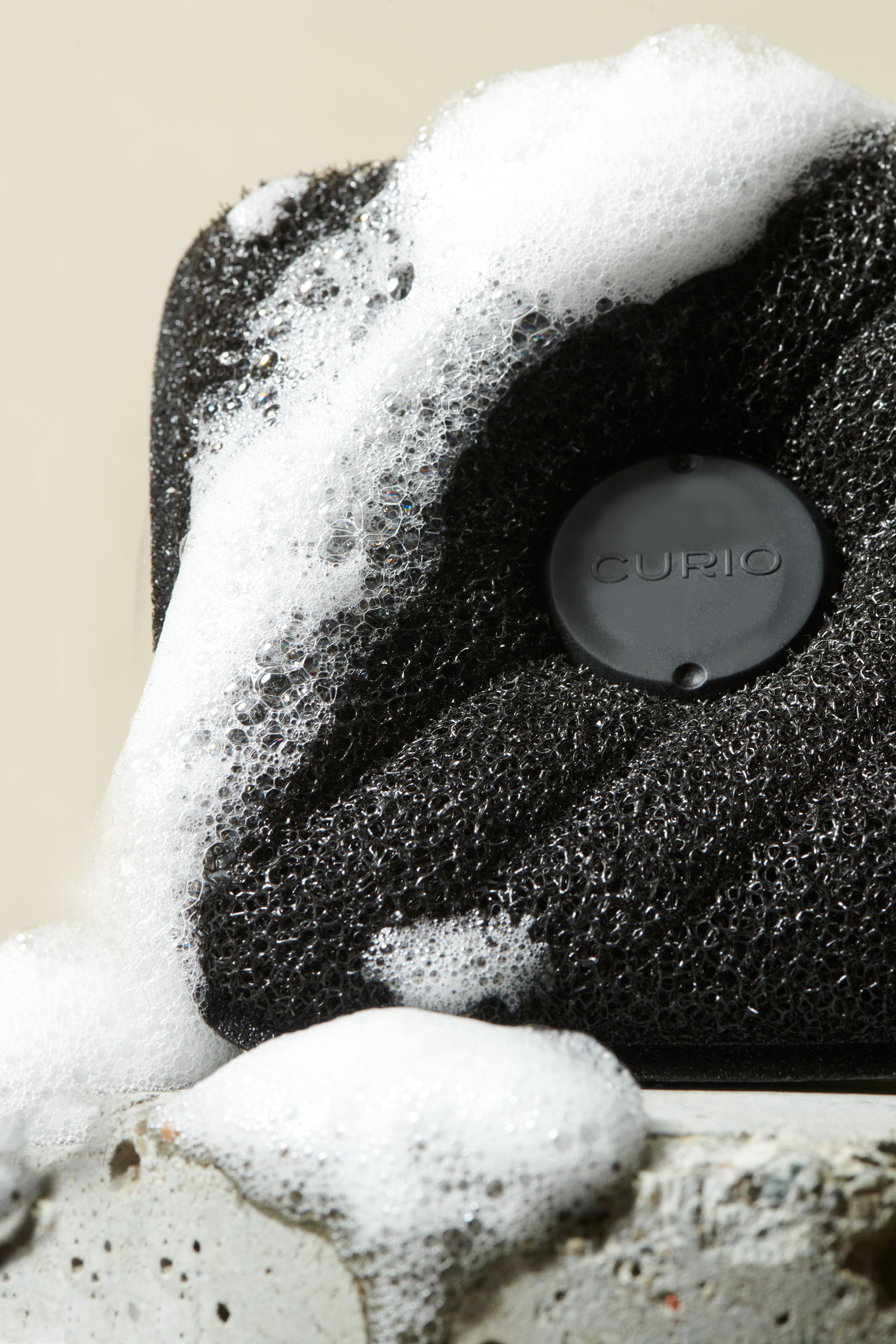 Closeup of Curio Homegoods Ionic Dish Sponge details with foam