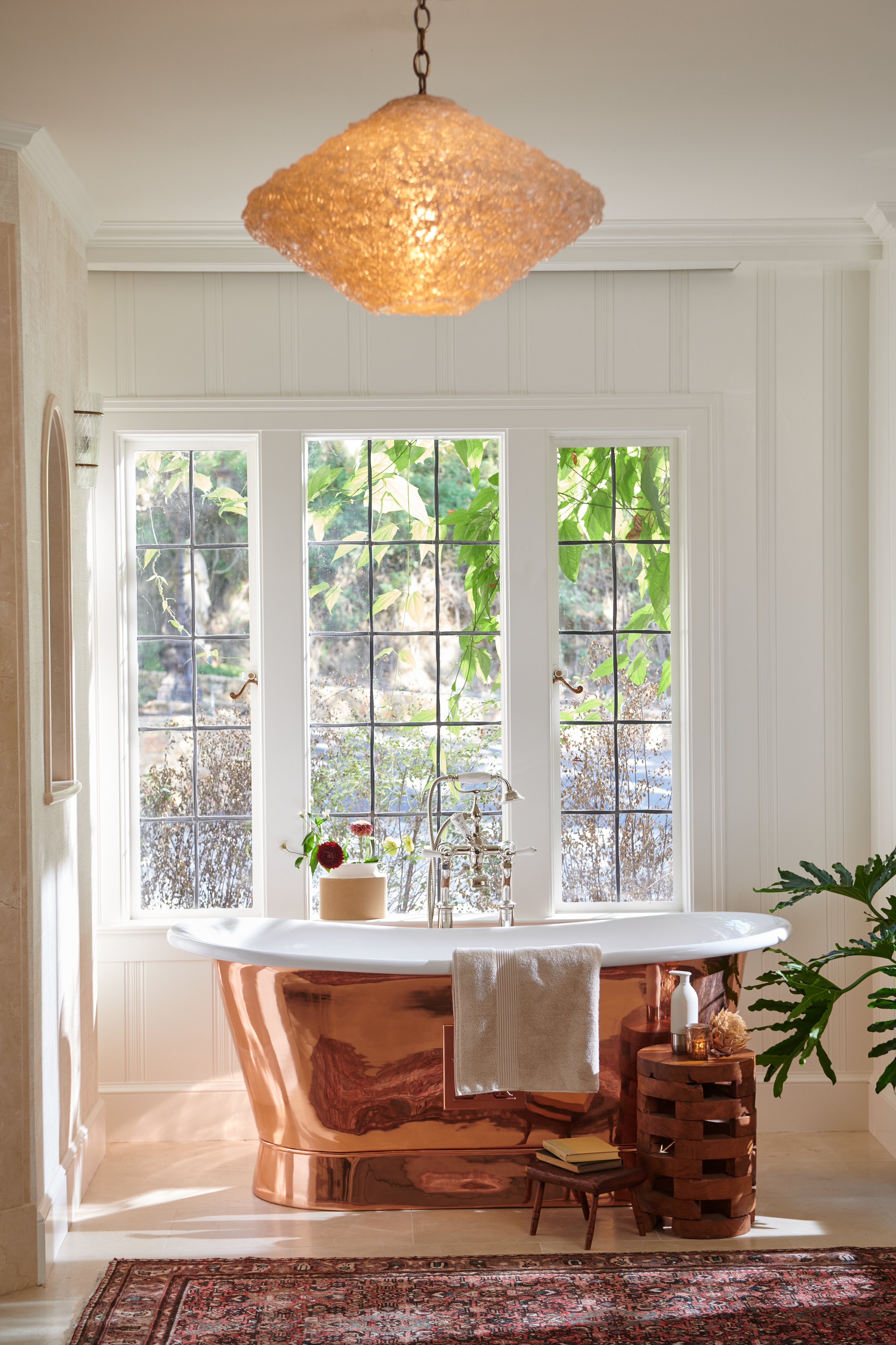 Interior of a modern bathroom with Curio Homegoods Romatic Dispenser