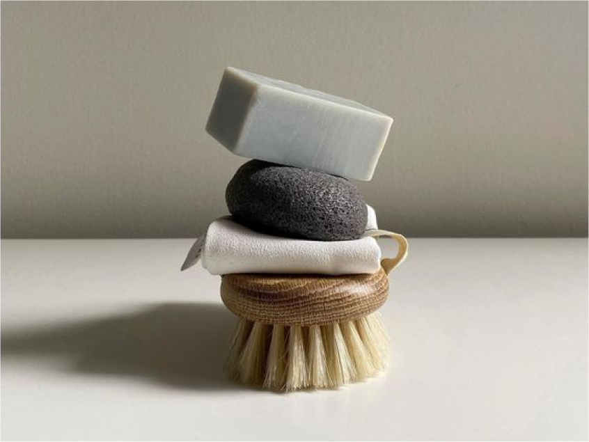 Curio Homegoods bath products with rocks