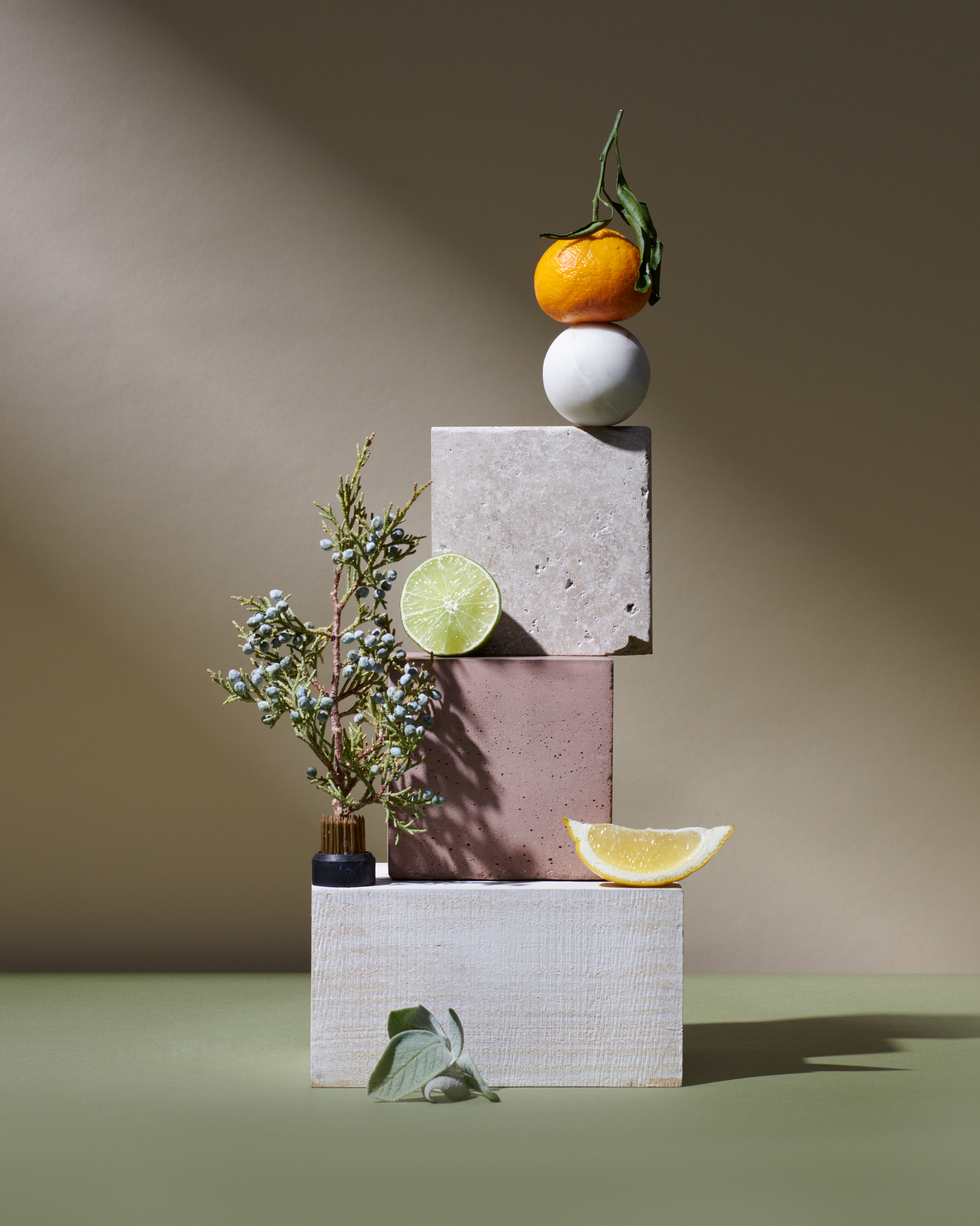 Curio Homegoods Romatic Collection with rocks and fruits