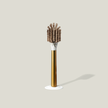 Curio Homegoods The Ionic Dish Brush in Brass standing