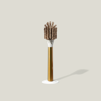 Curio Homegoods Ionic Dish Brush in Brass standing